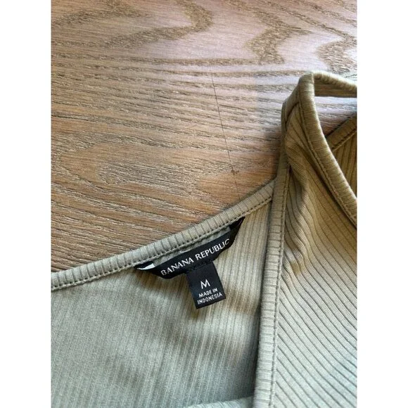 New Banana Republic Ribbed Knit Single Shoulder Dress Green - Picture 3 of 7